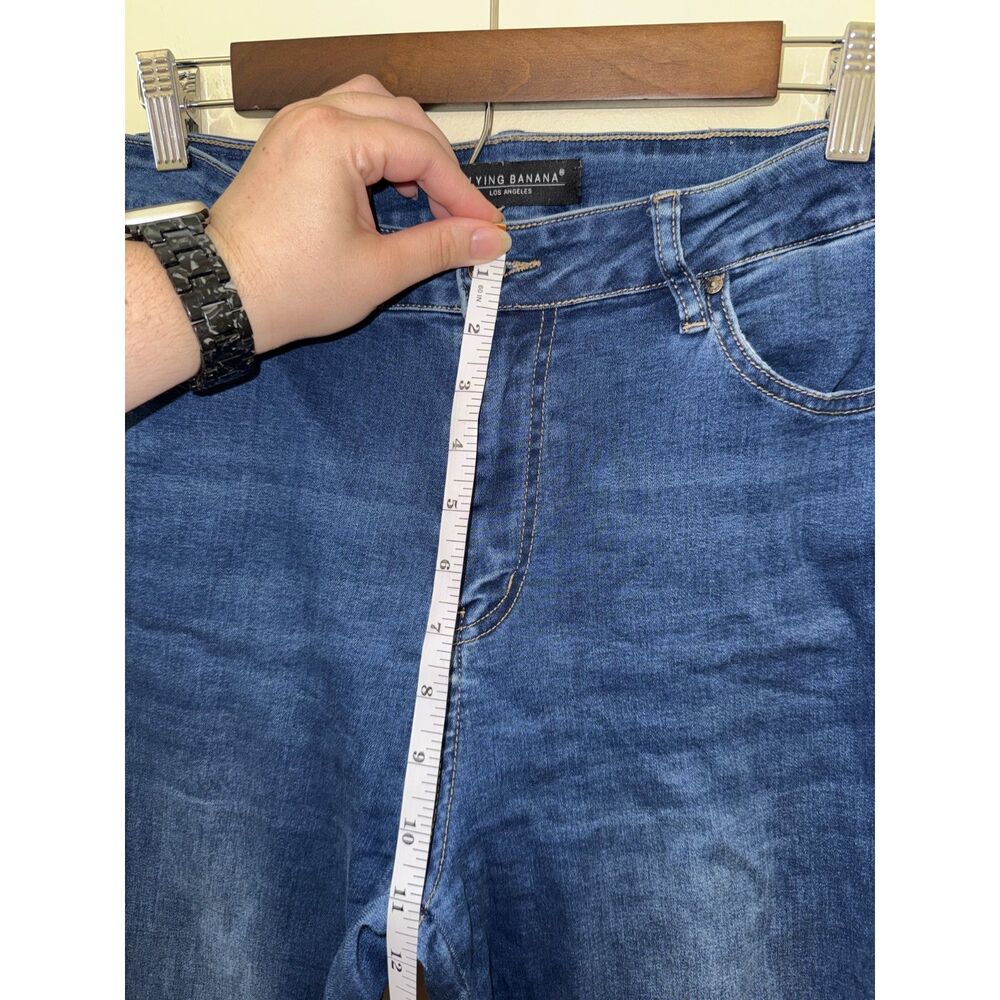 Flying Banana High Rise Flare Jeans Size 12S Blue Stretch Denim - Picture 8 of 9